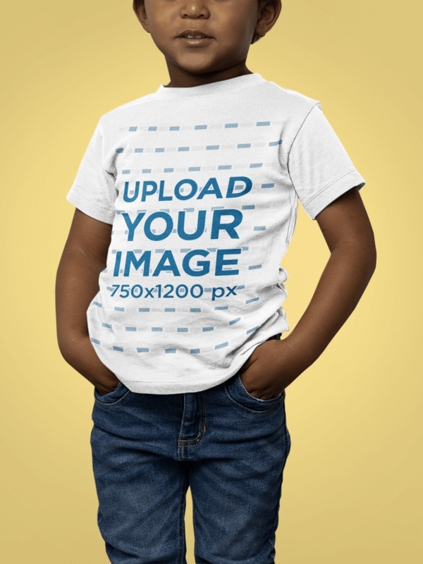Bella Canvas 3001t T Shirt Mockup Featuring A Smiling Kid At A Studio