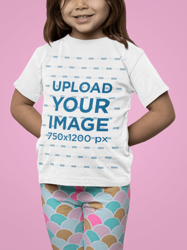 Bella Canvas 3001t T Shirt Mockup Of A Little Girl Wearing A Mermaid Themed Outfit