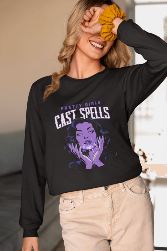 Bella Canvas 3501 Long Sleeve Tee Mockup Of A Happy Woman With A Homemade Feel Look