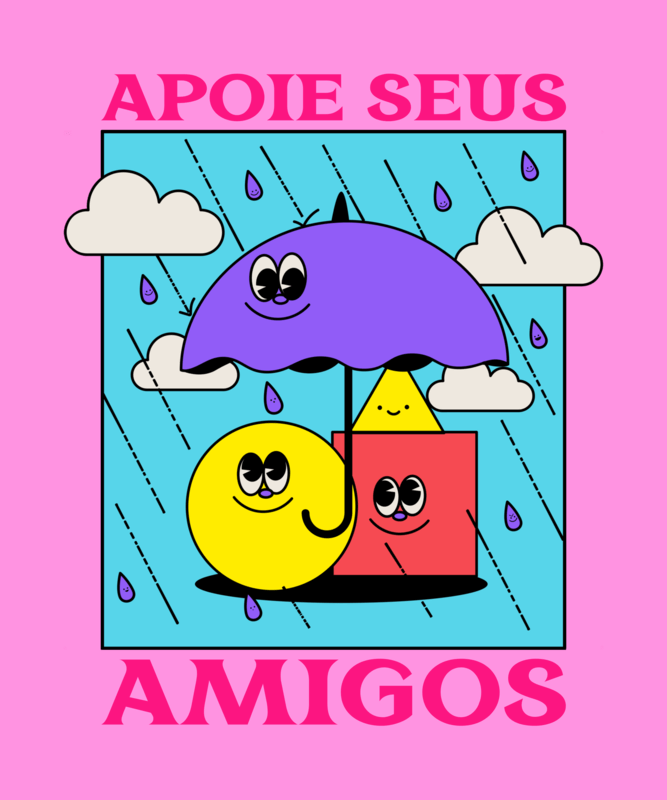 Colorful T Shirt Design Template With Smiling Geometric Shapes