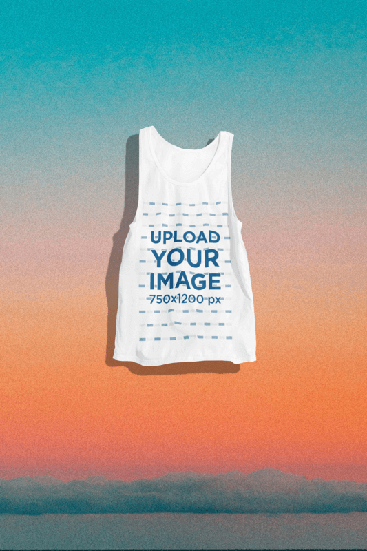 Mockup Of A Bella Canvas 3480 Tank Top Floating Over A Customizable Surface