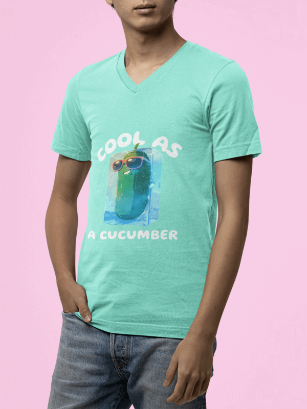Mockup Of A Slim Man Posing With A V Neck Bella Canvas 3005 T Shirt In A Studio