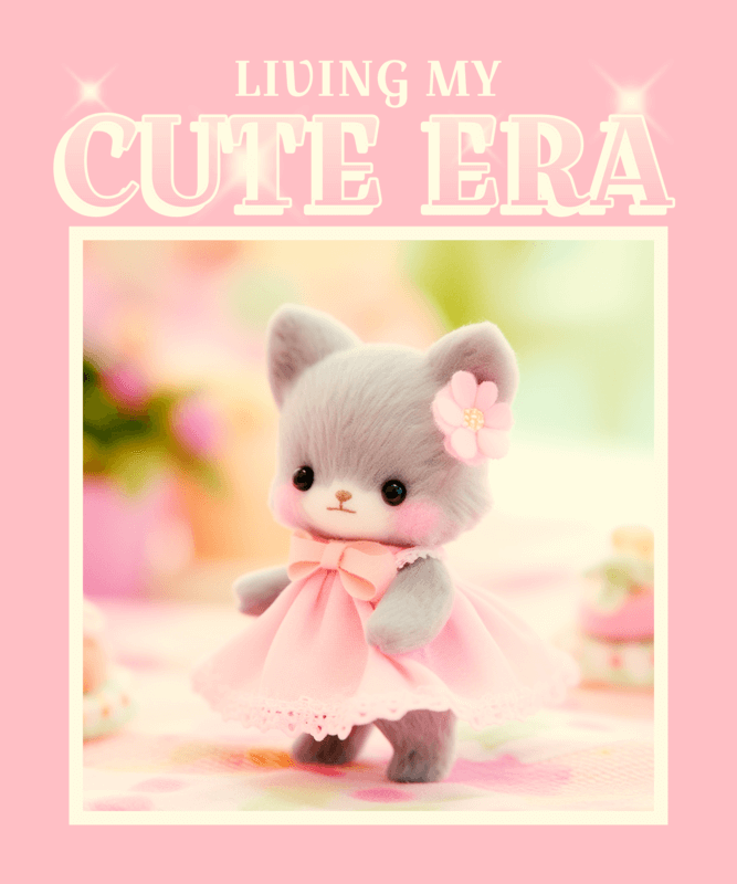 T Shirt Design Template With An Adorable Tiny Toy Inspired By Calico Critters