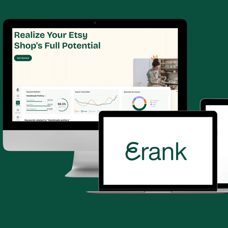 iMac And MacBook Mockup Showcasing The eRank Website And Logo