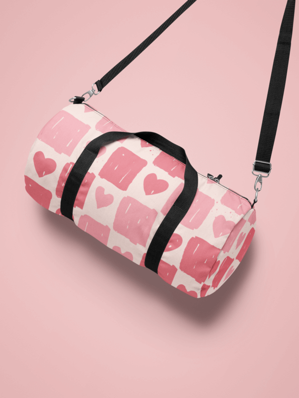 Mockup Of A Duffle Bag With A Pattern Design And A Shoulder Strap