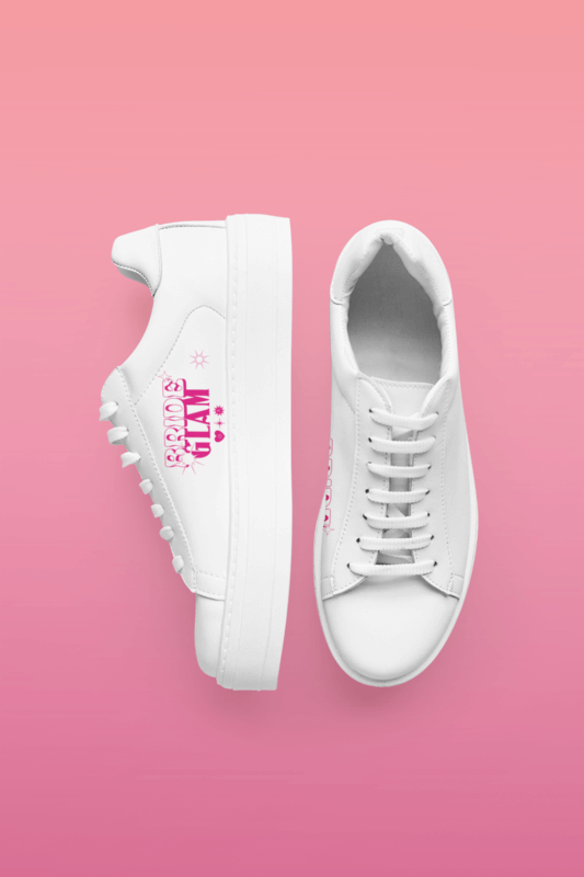Mockup Of A Pair Of Thick Soled Sneakers With A Bridal Design As Part Of Personalized Wedding Gifts