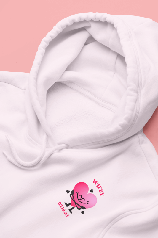 Pullover Hoodie Mockup Featuring An Inside Clothing Label With A Love Theme