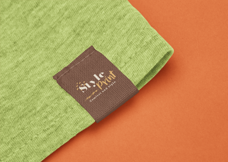 Clothing Label Mockup With An Apparel Logo Design Featuring A Solid Color Background