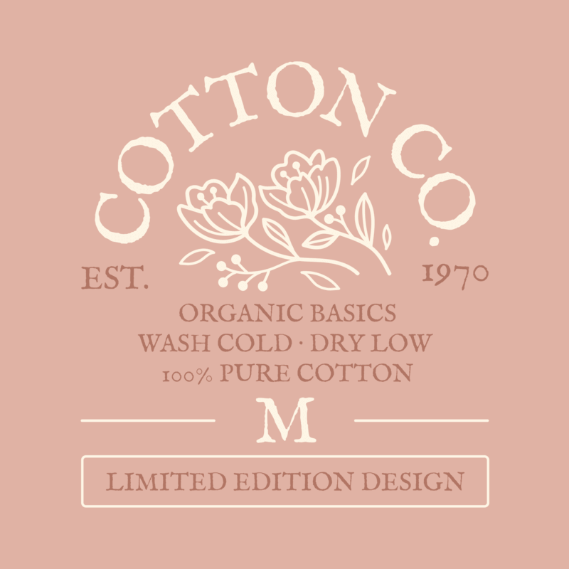 T Shirt Label Design Template Featuring Roses Graphics For A Medium Sized Apparel Garment
