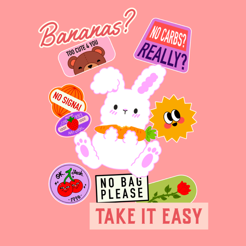 Tote Bag Design Featuring A Cute Bunny Sticker