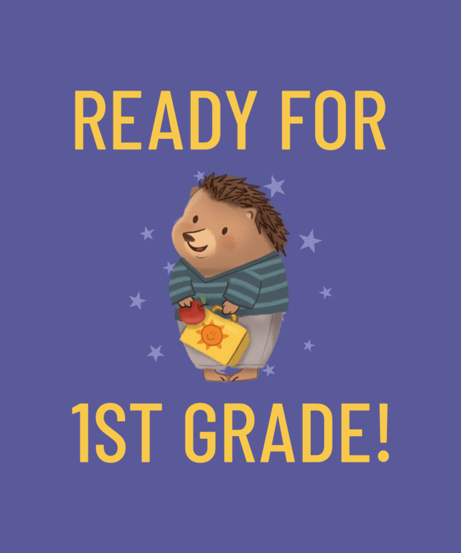 Illustrated T Shirt Design Maker Featuring A Hedgehog On His First Day Of School