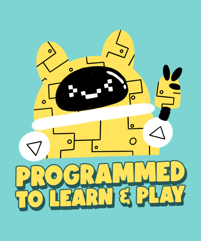 Kids T Shirt Design Template Featuring Cute Robot Illustrations
